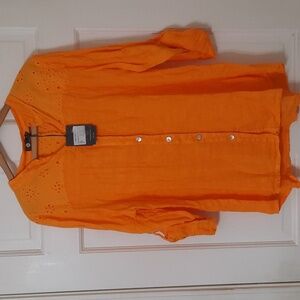 NWT MADEINITALY LADIES WOVEN L/S ORANGE Shirt SZ M